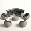 Aluminum Patio Furniture Set Built for All-Weather Use, 6-Piece Sectional, Water Repellent Cushions, Olefin Rope