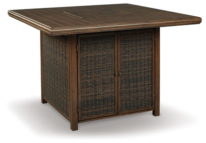 Paradise Trail - Square Bar Table w/Fire Pit - Medium Brown