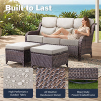 6 Pieces Outdoor Patio Furniture Set with Swivel Rocker Chairs and 6" Thick Cushions,Wicker Conversation Set with Sectional Sofa Coffee Table for Porch Deck Backyard Poolside
