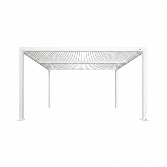 Louvered Pergola Modern White Pergola with Adjustable Roof for Deck Backyard Garden