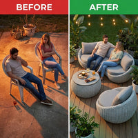 6-Piece Aluminum Patio Furniture Set,Polyester Light Grey W/Table | Olefin Rope Modern Outdoor Conversation Set Sectional Sofa with Water Repellent Thick Cushions for Balcony, Garden — Before & After