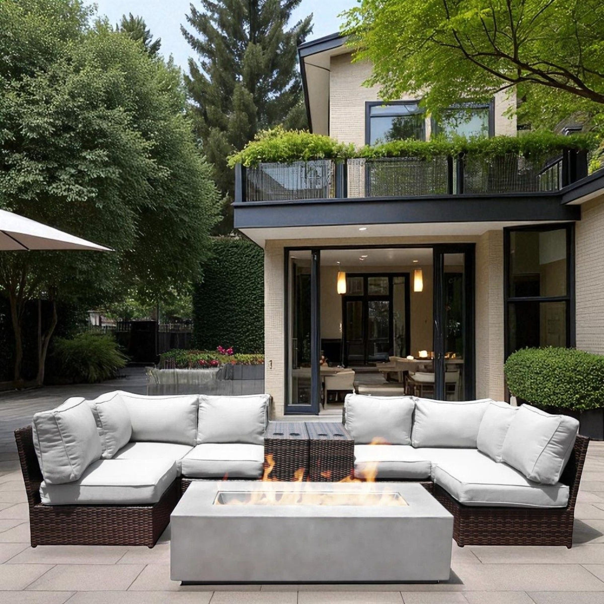 Outdoor Elegance Conversation Set With Fire Pit