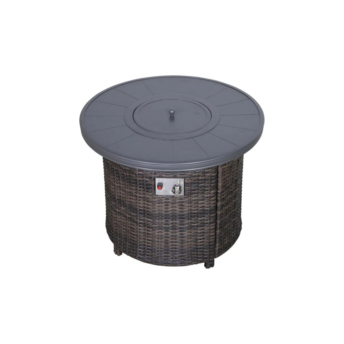 Rattan Patio Set With Comfortable Cushions And Fire Pit